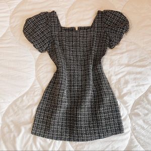 NWOT puff sleeve tweed mini dress